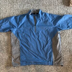 Men's Blue and Gray short sleeve golf rain pullover Jacket
